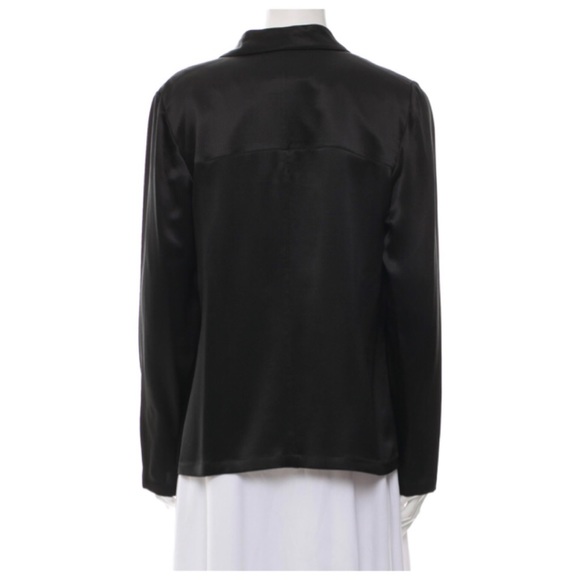 ✨Vintage CHANEL 2002 Collection CC Logo Black Silk Suit Jacket Blazer